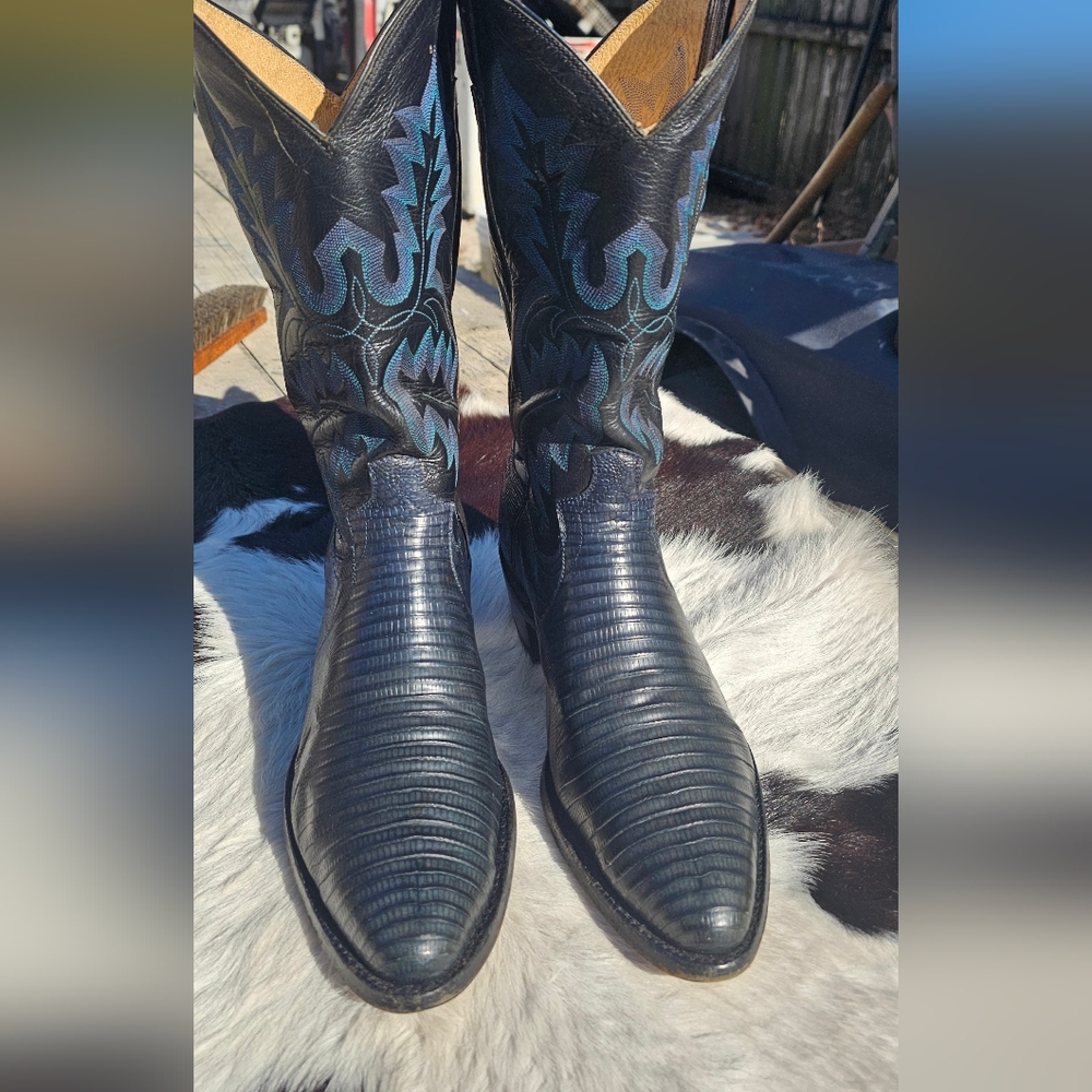 Panhandle Slim Black and Blue Cowboy Boots
